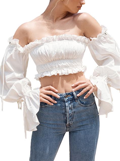 Clothing Shoes And Accessories Women S Clothing Womens Ladies Off The Shoulder Baggy Peplum