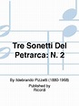 Tre Sonetti Del Petrarca: N. 2 By Ildebrando Pizzetti (1880-1968 ...