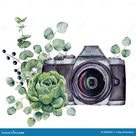Floral Vintage Camera Clipart Sublimation Design Png Watercolor Retro