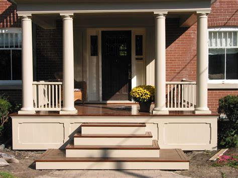 Decorating Ideas Amazing Entrance With Four Solid Pillars Feat Beige