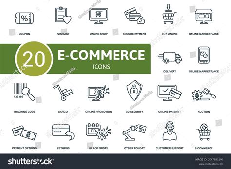Ecommerce Icon Set Collection Simple Elements Stock Vector Royalty