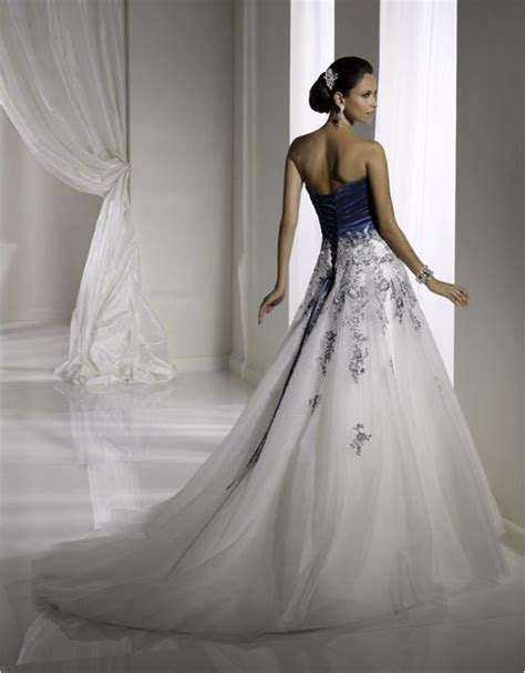 Midnight Blue Wedding Dress Blue And White Wedding