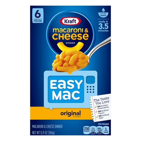 Save On Kraft Macaroni And Cheese Dinner Easy Mac Original 6 Ct Order Online Delivery Giant