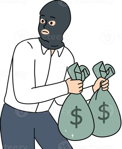 Male Thief With Money Bags In Hands 21468897 Png