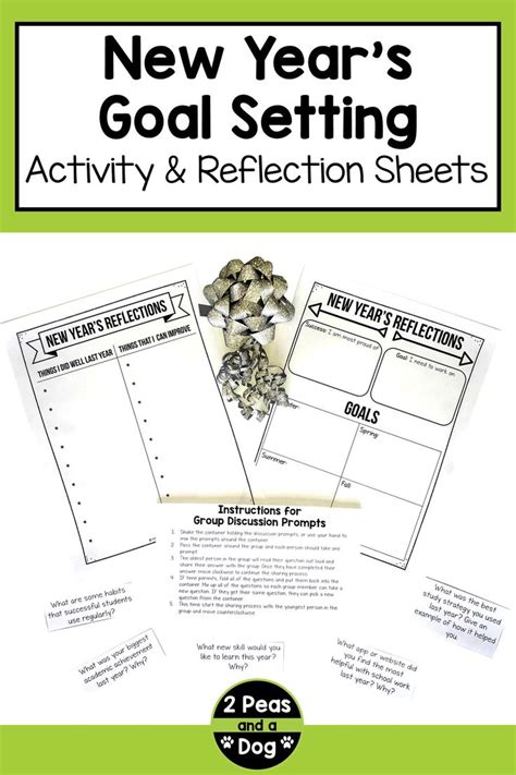 New Years Goal Setting Activity And Reflection Sheets In 2020 New