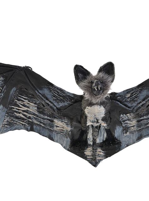 60cm Grey Hanging Bat Decoration Large Bat Halloween Decoration