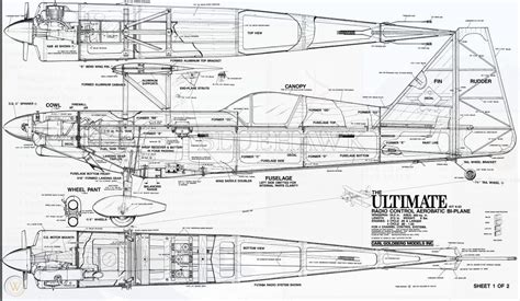 Giant Scale Rc Airplane Printed Plans And Templates Ultimate Biplane54