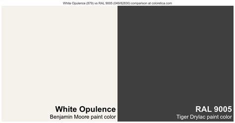 Benjamin Moore White Opulence 879 Vs Tiger Drylac RAL 9005 049 82830