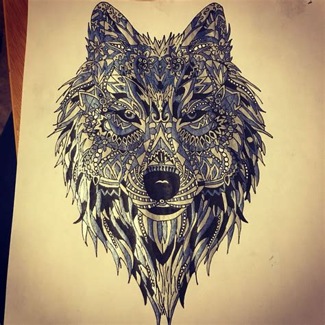 Henna Wolf Lobo Geométrico Geometrico
