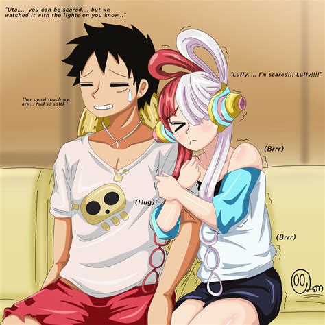 Ozonart76 On Twitter Luffy And Uta Watch Horor Movie Together