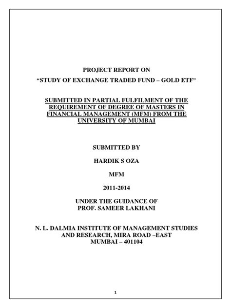 Check spelling or type a new query. STUDY OF EXCHANGE TRADED FUND - GOLD ETF | Exchange Traded ...