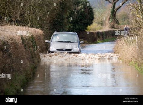 Rising Flood Waters After The Severn Bore Has Passed In The Lane At
