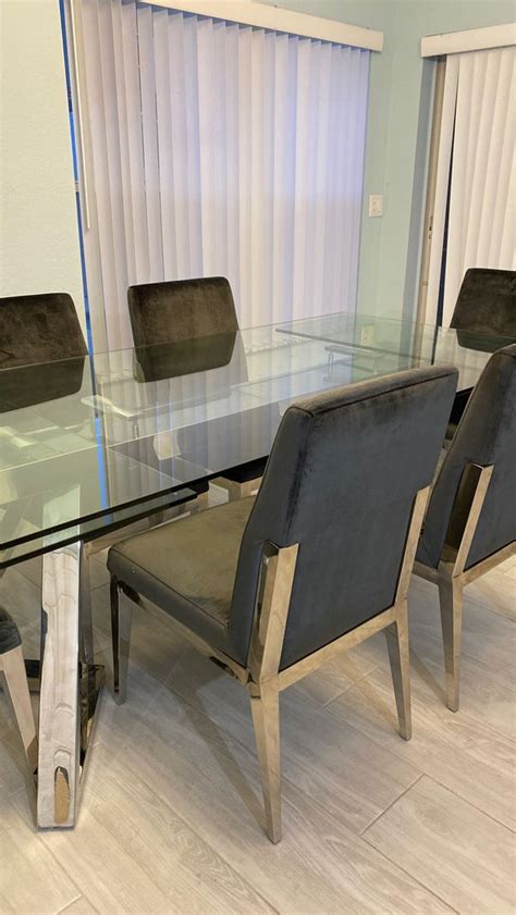 Lauderdale, where we have a wide variety of living room sets! El dorado modern glass dining room table extending. plus 8 chairs gorgeous 2000 for Sale in ...