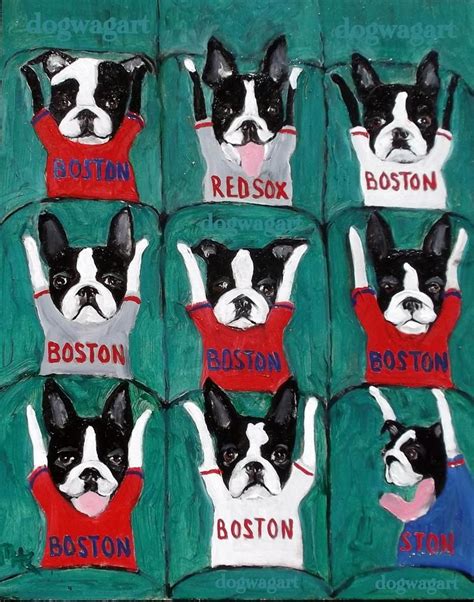 Boston Terrier Painting Boston Terrier Lover Boston Terriers Red Sox