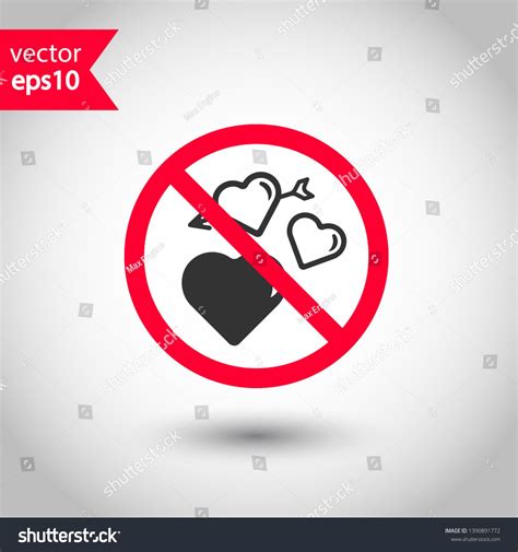 No Heart Icon Forbidden Heart Vector Sign No Love Symbol Sponsored