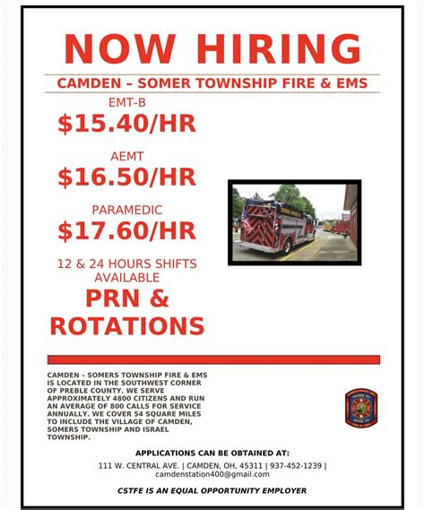 We Are Hiring Camden Somers Township Fire And Ems