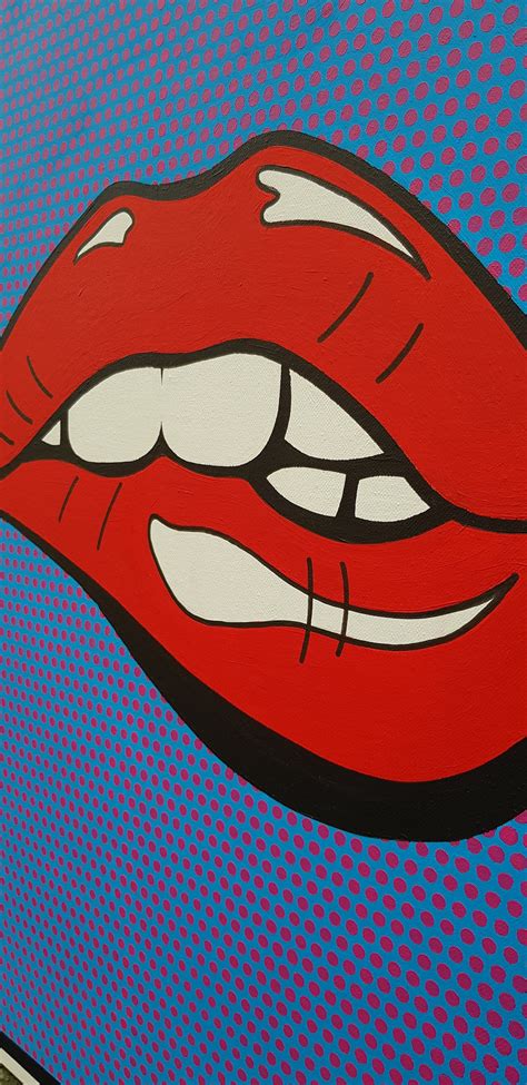 Lipz 76cm X 61cm Pop Art Lips Painting Lichtenstein Style Etsy