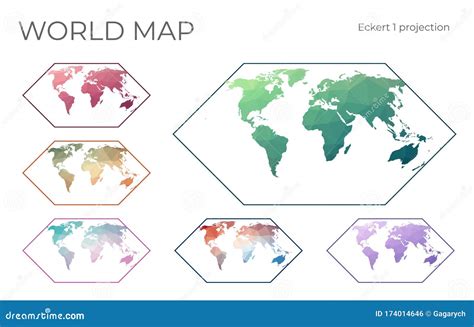 Low Poly World Map Set Stock Vector Illustration Of Country 174014646