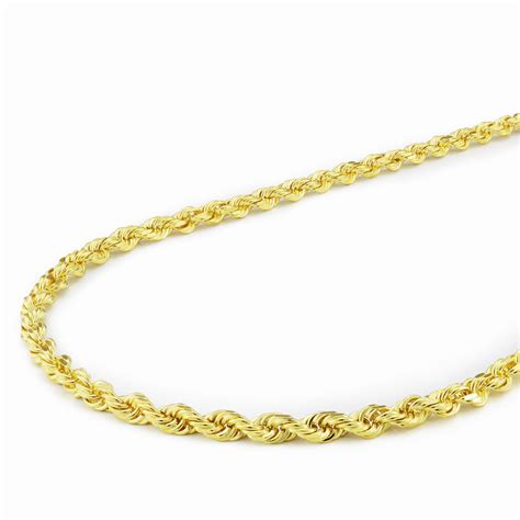 10k Yellow Gold Unisex 3mm Light Diamond Cut Rope Chain Pendant