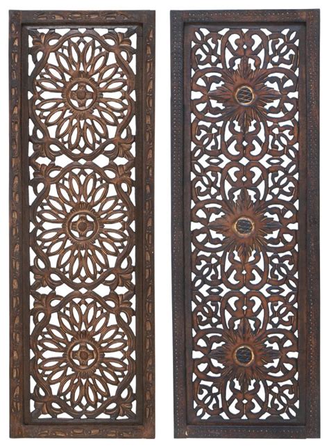 Zimlay Set Of Two Traditional Wooden Rosette And Scrollwork Wall Decor