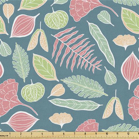 Botanical Fabric By The Yard Pastel Tone Repetition With Various