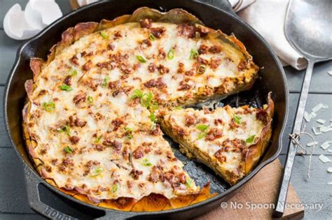 Add the meat and heat through. Spanish Potato Crusted Frittata - No Spoon Necessary