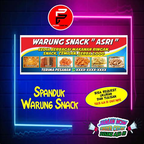 Spanduk Warung Snack Banner Toko Makanan Ringan Spanduk Toko