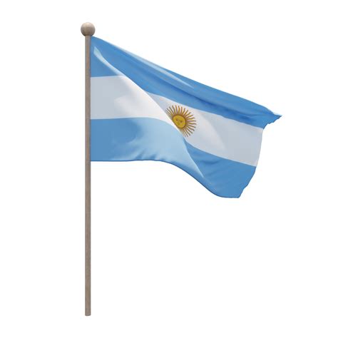 argentina 3d illustration flag on pole wood flagpole 11235434 png