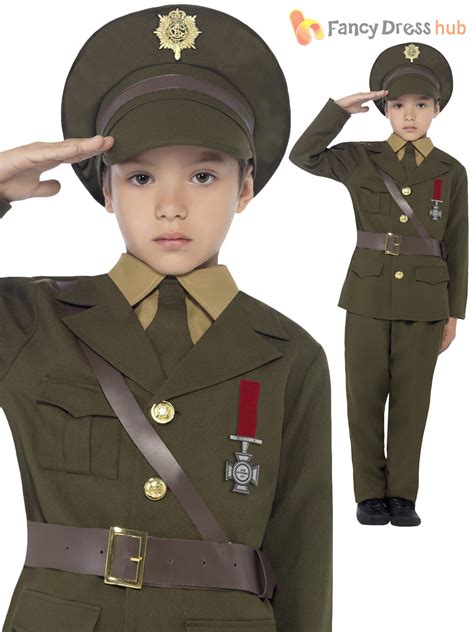 Boys Deluxe Army Officer Uniform World War 1 Wwi Book Week Fancy Dress