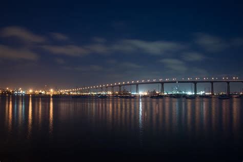 San Diego Coronado Bridge At Night Photograph By Jg Thompson