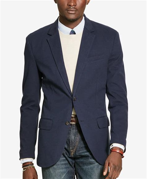 Polo Ralph Lauren Mens Lined Solid Casual Blazer Blue Amazon Co