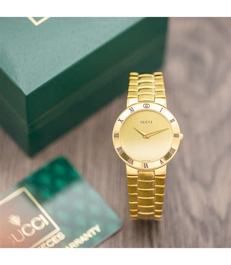 Gucci Vintage Mens Gold Plated Quartz Watch Ref 33002m