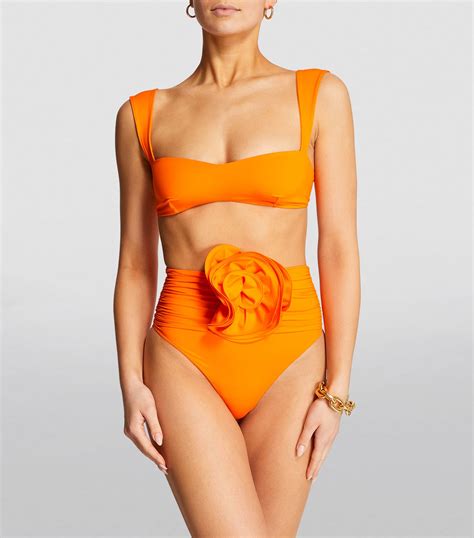 Magda Butrym Orange Rose Appliqué High Rise Bikini Bottoms Harrods Uk