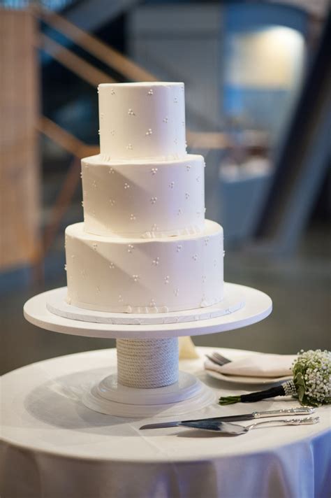 Three Tier Simple White Wedding Cake