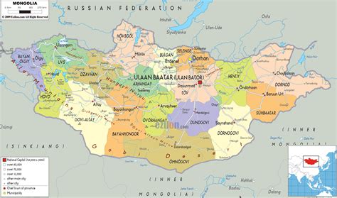 Detailed Political Map of Mongolia - Ezilon Maps