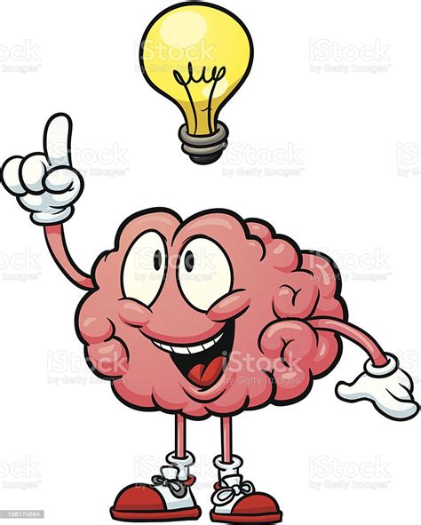 Cartoon Brain With Idea Stock Vector Art And More Images Of Cartoon