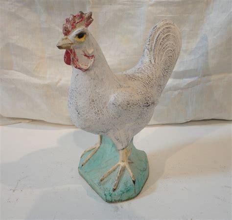Fantastic 1930s Original Painted Concrete Folky Rooster At 1stdibs