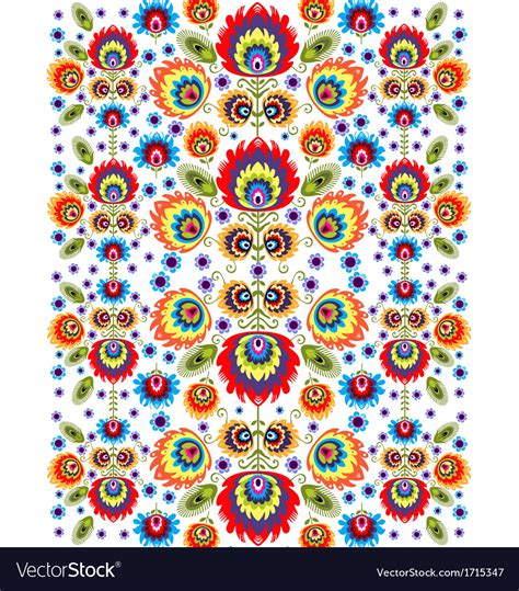 Folk Pattern With Flowers Three Royalty Free Vector Image