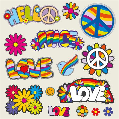 Retro Hippie Patches Vector Emblems By Microvector Thehungryjpeg