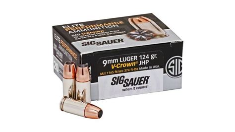 Sig Sauer Elite V Crown 9mm Luger 124 Grain Jacketed Hollow Point Brass