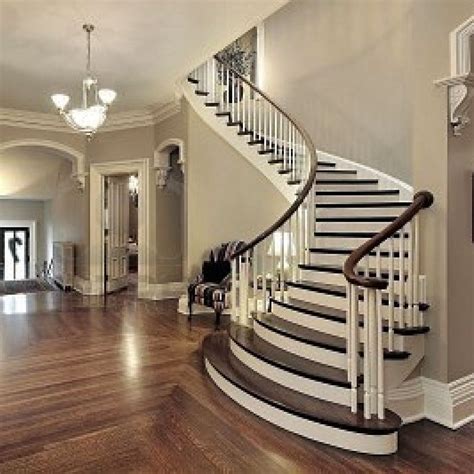Dark Stair Rail With Light Hickory Hardwood Floor Walnut