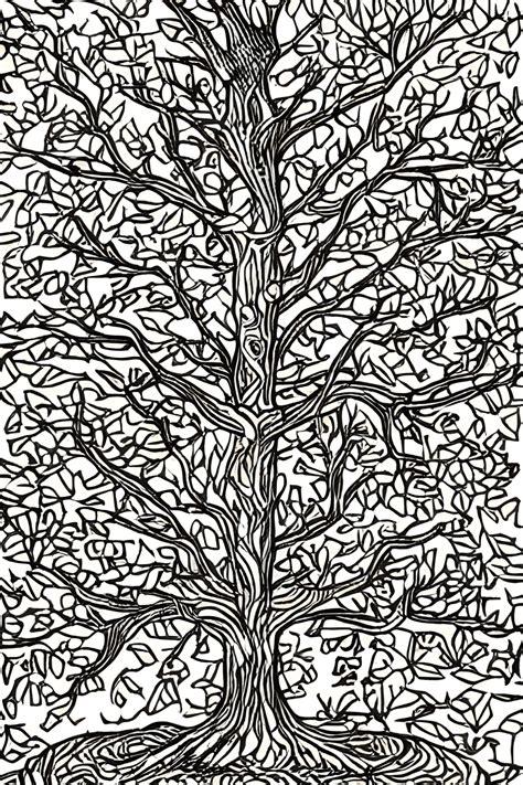 Adult Coloring Page Extremely Realistic Tree Creative Fabrica