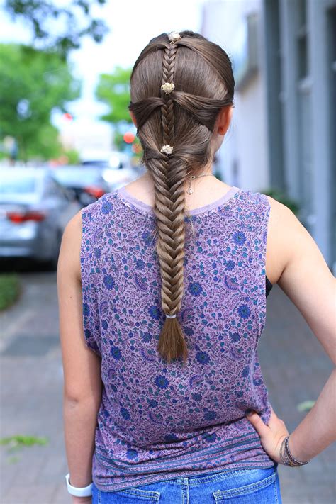 Double braided ponytail with loose end for little girls. Fishtail Mermaid Braid | Cute Girls Hairstyles