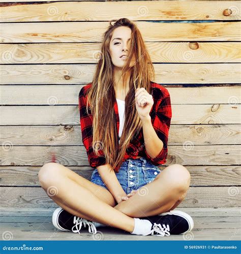 Trendy Hipster Girl Outdoor Portrait Stock Image Image Of Lifestyle Chic 56926931