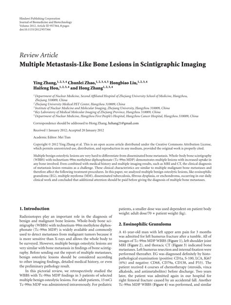 Pdf Multiple Metastasis Like Bone Lesions In Scintigraphic Imaging