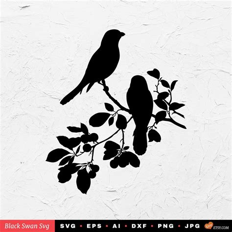SVG | 2 birds on a branch silhouette Vector file for cricut and