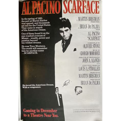 Scarface Al Pacino Signed Movie Poster