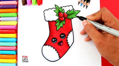 Aprende A Dibujar Y Pintar Un CalcetÍn De Navidad Kawaii Bota Navideña