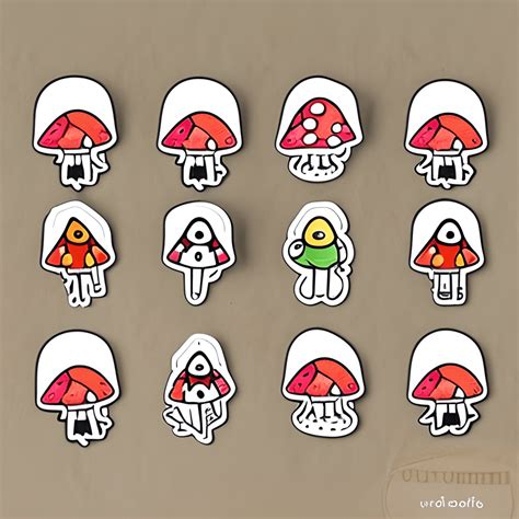 Adorable Halloween Colored Kawaii Mushroom Sticker · Creative Fabrica