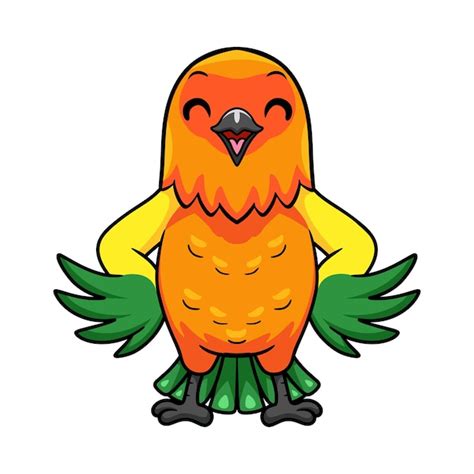 Lindo Sol Conure Loro De Dibujos Animados Vector Premium